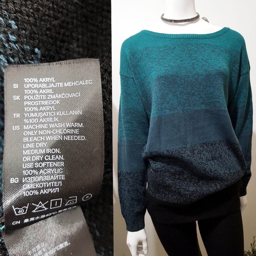 🔥H&M Knit⚡SALE⚡Green Boat Neck Lightweight Sweater Top